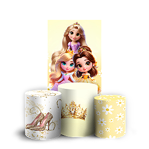 Capas Faixa Lateral e Trio Cilindro Sublimado Veste Fácil - Princesas
