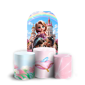 Capas Faixa Lateral e Trio Cilindro Sublimado Veste Fácil - Princesas
