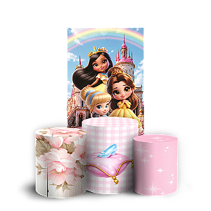 Capas Faixa Lateral e Trio Cilindro Sublimado Veste Fácil - Princesas
