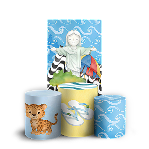 Capas Faixa Lateral e Trio Cilindro Sublimado Veste Fácil - Brasilidade Infantil