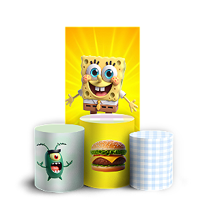 Capas Faixa Lateral e Trio Cilindro Sublimado Veste Fácil - Bob Esponja