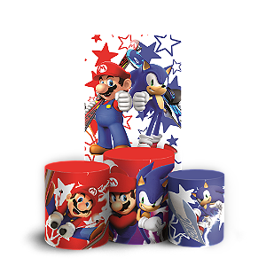 Capas Faixa Lateral e Trio Cilindro Sublimado Veste Fácil - Mario e Sonic