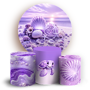 Capas Painel Redondo e Trio Cilindro Sublimado - Conchas