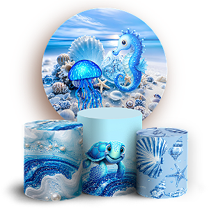 Capas Painel Redondo e Trio Cilindro Sublimado - Conchas