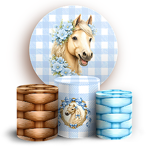 Capas Painel Redondo e Trio Cilindro Sublimado - Cavalo