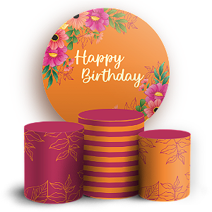 Capas Painel Redondo e Trio Cilindro Sublimado - Aniversário