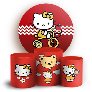 Capas Painel Redondo e Trio Cilindro Sublimado - Hello Kitty