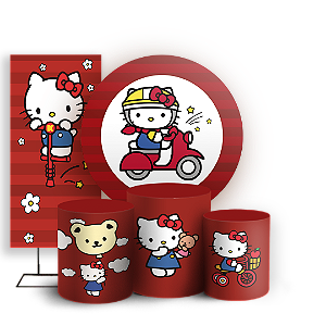 Capas Painel Redondo Trio Cilindro e Faixa Lateral Sublimado - Hello Kitty