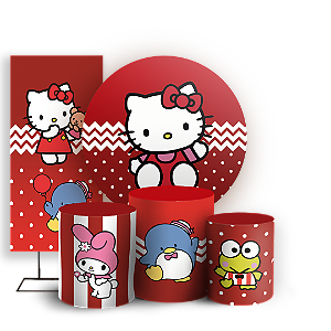 Capas Painel Redondo Trio Cilindro e Faixa Lateral Sublimado - Hello Kitty