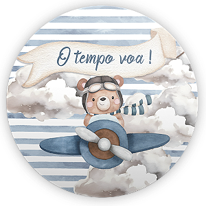 Capa Painel Redondo Sublimado - Ursinho Aviador