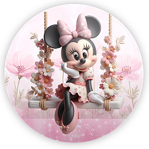 Capa Painel Redondo Sublimado - Fazendinha Mickey e Minnie
