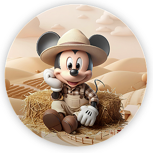 Capa Painel Redondo Sublimado - Fazendinha Mickey e Minnie