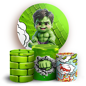 Capas Painel Redondo e Trio Cilindro Sublimado - Hulk