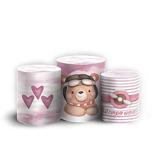 Capas Trio Cilindro Sublimado Veste Fácil - Ursinha Aviadora