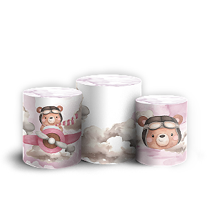 Capas Trio Cilindro Sublimado Veste Fácil - Ursinha Aviadora