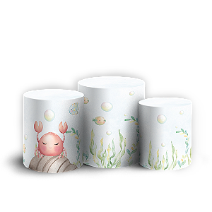 Capas Trio Cilindro Sublimado Veste Fácil - Fundo do Mar