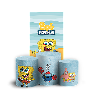 Capas Faixa Lateral e Trio Cilindro Sublimado Veste Fácil - Bob Esponja