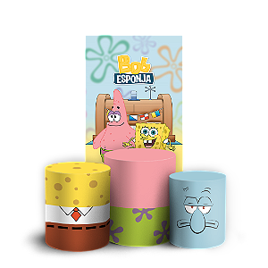 Capas Faixa Lateral e Trio Cilindro Sublimado Veste Fácil - Bob Esponja