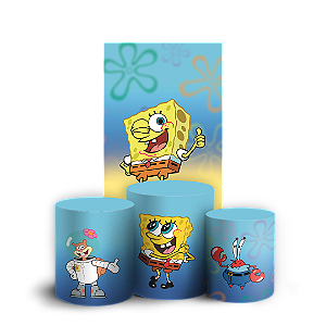 Capas Faixa Lateral e Trio Cilindro Sublimado Veste Fácil - Bob Esponja