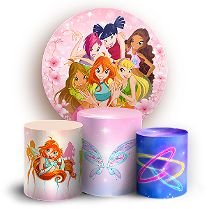 Capas Painel Redondo e Trio Cilindro Sublimado - O Clube das Winx