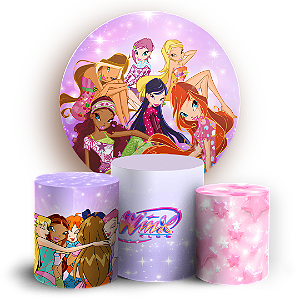 Capas Painel Redondo e Trio Cilindro Sublimado - O Clube das Winx