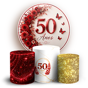 Capas Painel Redondo e Trio Cilindro Sublimado - 50 Anos