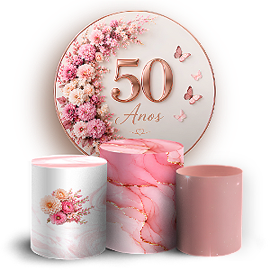 Capas Painel Redondo e Trio Cilindro Sublimado - 50 Anos