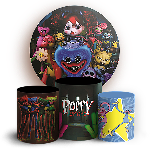 Capas Painel Redondo e Trio Cilindro Sublimado - Huggy Wuggy