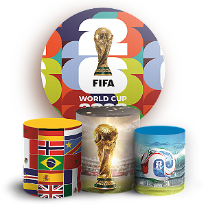 Capas Painel Redondo e Trio Cilindro Sublimado - Copa do Mundo