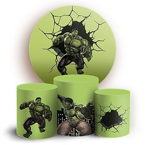 Capas Painel Redondo e Trio Cilindro Sublimado - Herois Hulk