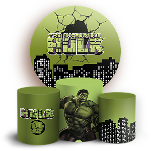 Capas Painel Redondo e Trio Cilindro Sublimado - Herois Hulk