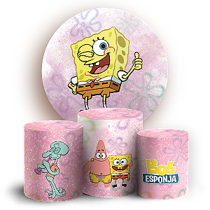 Capas Painel Redondo e Trio Cilindro Sublimado - Bob Esponja