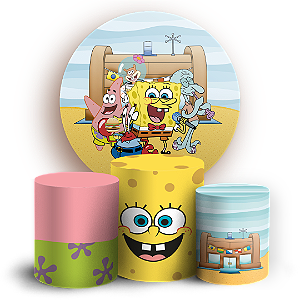 Capas Painel Redondo e Trio Cilindro Sublimado - Bob Esponja