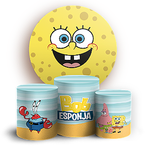 Capas Painel Redondo e Trio Cilindro Sublimado - Bob Esponja