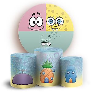 Capas Painel Redondo e Trio Cilindro Sublimado - Bob Esponja