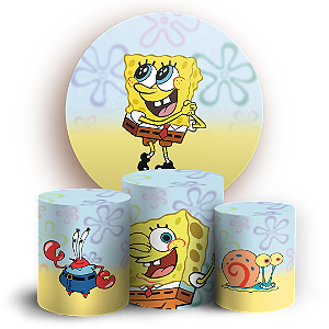 Capas Painel Redondo e Trio Cilindro Sublimado - Bob Esponja