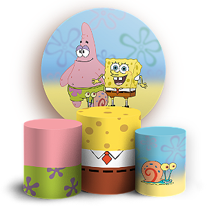 Capas Painel Redondo e Trio Cilindro Sublimado - Bob Esponja