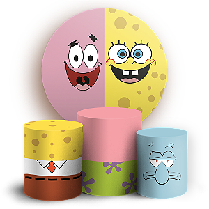 Capas Painel Redondo e Trio Cilindro Sublimado - Bob Esponja