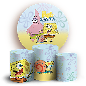 Capas Painel Redondo e Trio Cilindro Sublimado - Bob Esponja