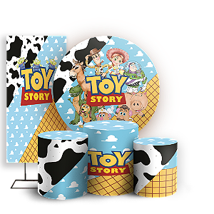 Capas Painel Redondo Trio Cilindro e Faixa Lateral Sublimado - Toy Story