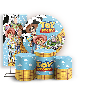 Capas Painel Redondo Trio Cilindro e Faixa Lateral Sublimado - Toy Story