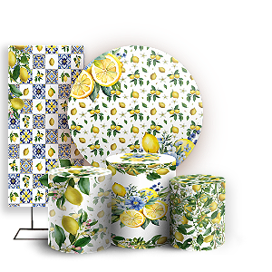 Capas Painel Redondo Trio Cilindro e Faixa Lateral Sublimado - Limao Siciliano