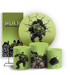 Capas Painel Redondo Trio Cilindro e Faixa Lateral Sublimado - Herois Hulk