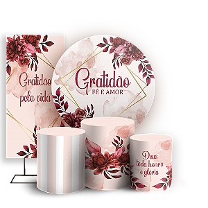 Capas Painel Redondo Trio Cilindro e Faixa Lateral Sublimado - Gratidão