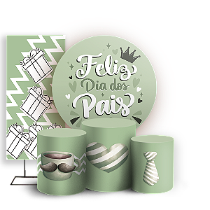 Capas Painel Redondo Trio Cilindro e Faixa Lateral Sublimado - Dia dos Pais