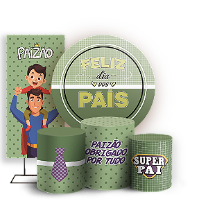 Capas Painel Redondo Trio Cilindro e Faixa Lateral Sublimado - Dia dos Pais