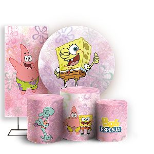 Capas Painel Redondo Trio Cilindro e Faixa Lateral Sublimado - Bob Esponja
