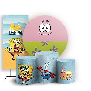 Capas Painel Redondo Trio Cilindro e Faixa Lateral Sublimado - Bob Esponja