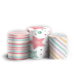 Capas Trio Cilindro Sublimado Veste Fácil - Circo Rosa
