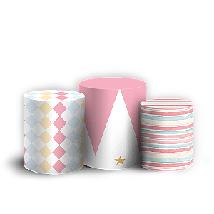 Capas Trio Cilindro Sublimado Veste Fácil - Circo Rosa